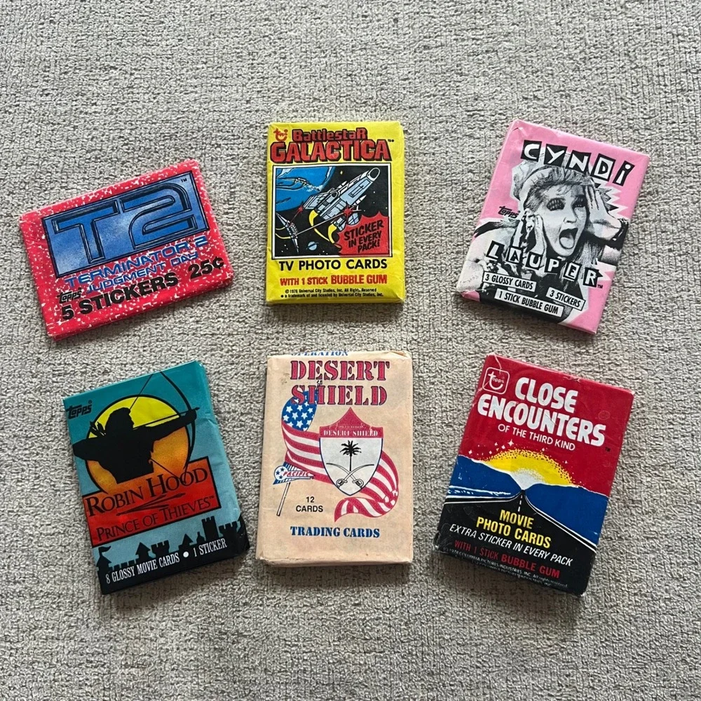 Vintage Topps Trading Card Pack Lot T2 Cyndi Lauper Battlestar Galactica 6 Packs